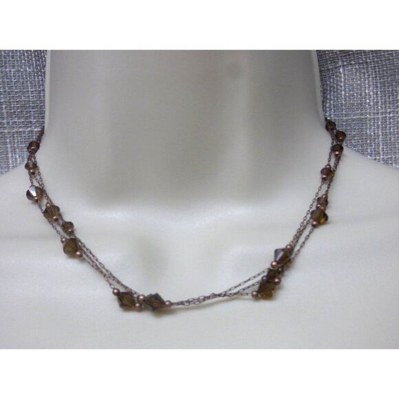 2028 Women’s 3 strand crystals and chain copper tone necklace - Picture 1 of 11